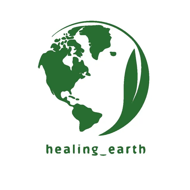 Logo Healing Earth Detox: grüne Erdkugel mit Blatt und dem Schriftzug healing_earth